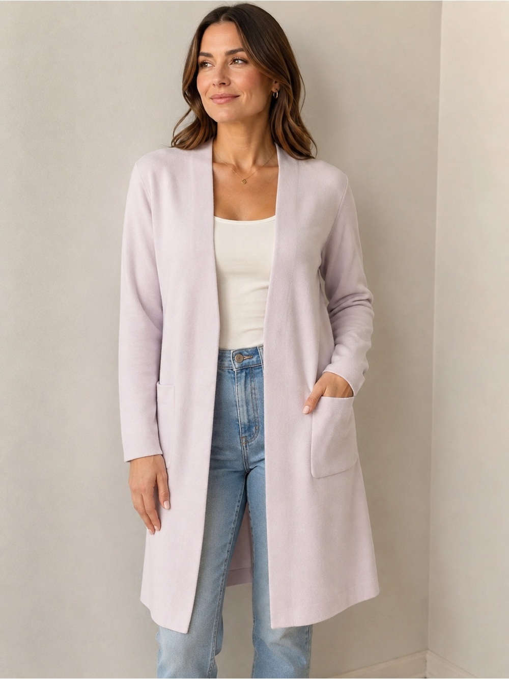 Dynamite Long Open-Front Cardigan